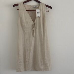Mango Light Tan V-Neck Dress